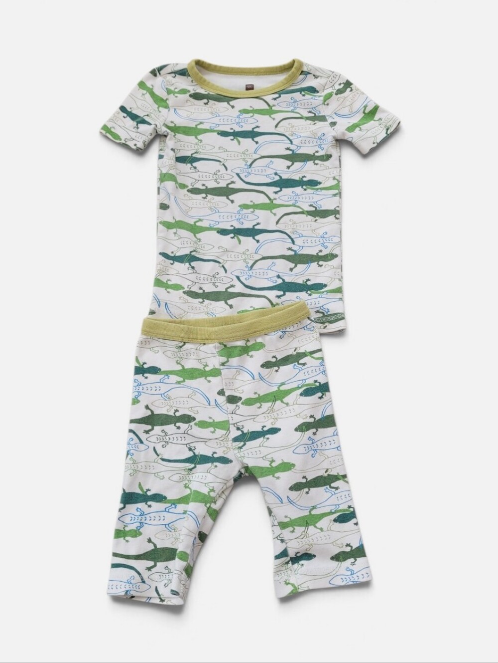 Tea Collection Kids Short-Sleeve Lizard Print Pajama Set - Green Size 8